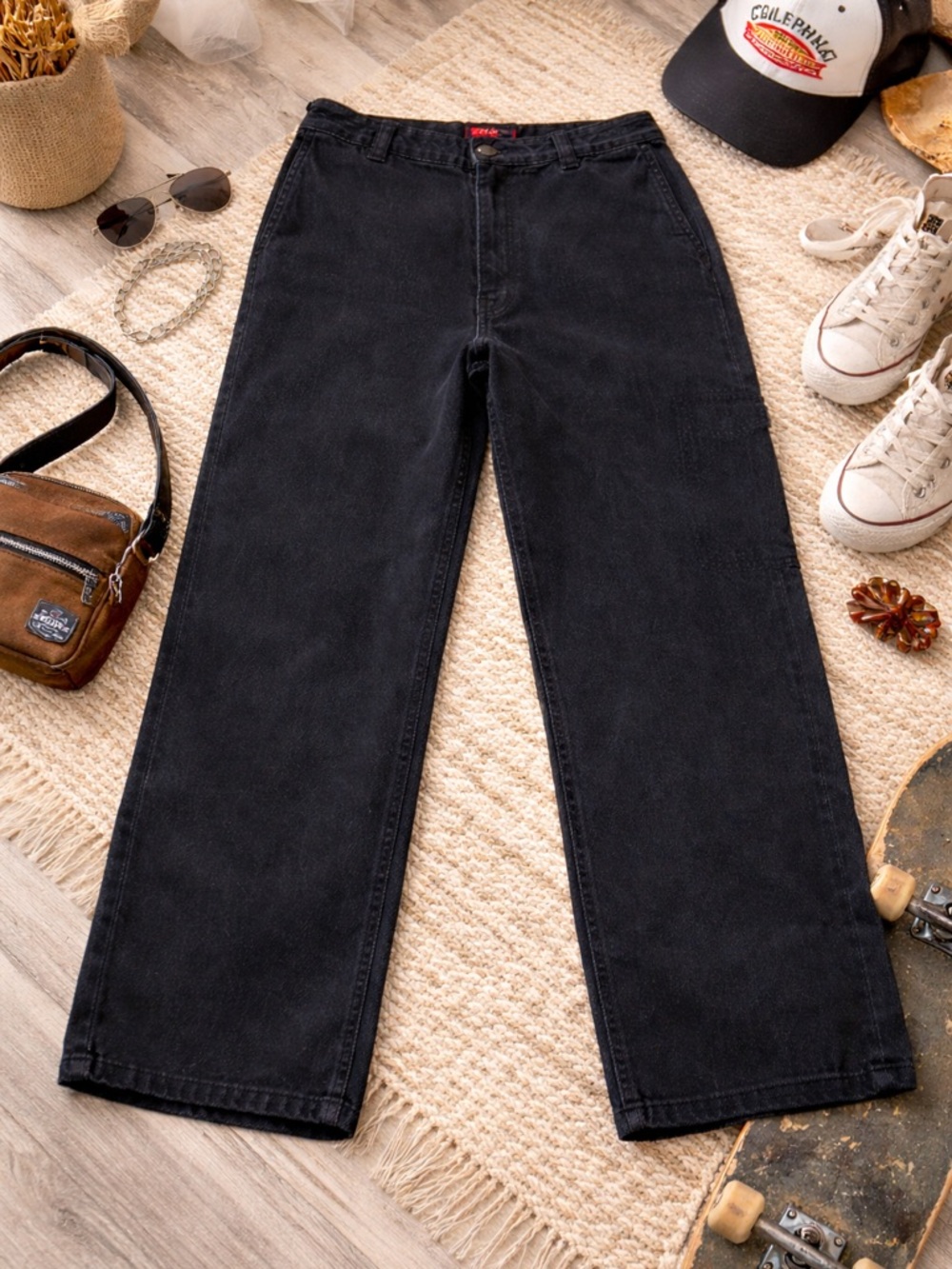 Dickies Black Wide Leg Pants Size 29 Skater Workwear Y2K Carpenter Style